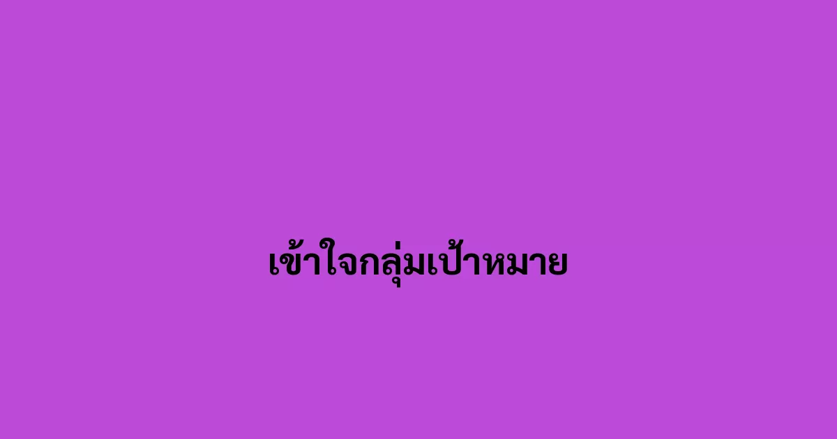 เข้าใจกลุ่มเป้าหมาย